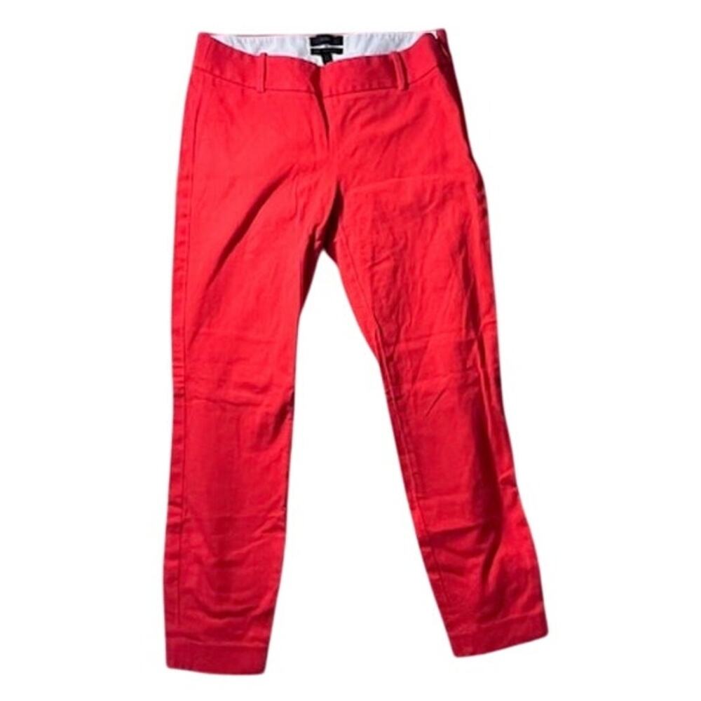J Crew Minnie Pants Womens 00 Red Stretch Ankle Dress Work Office Old Money